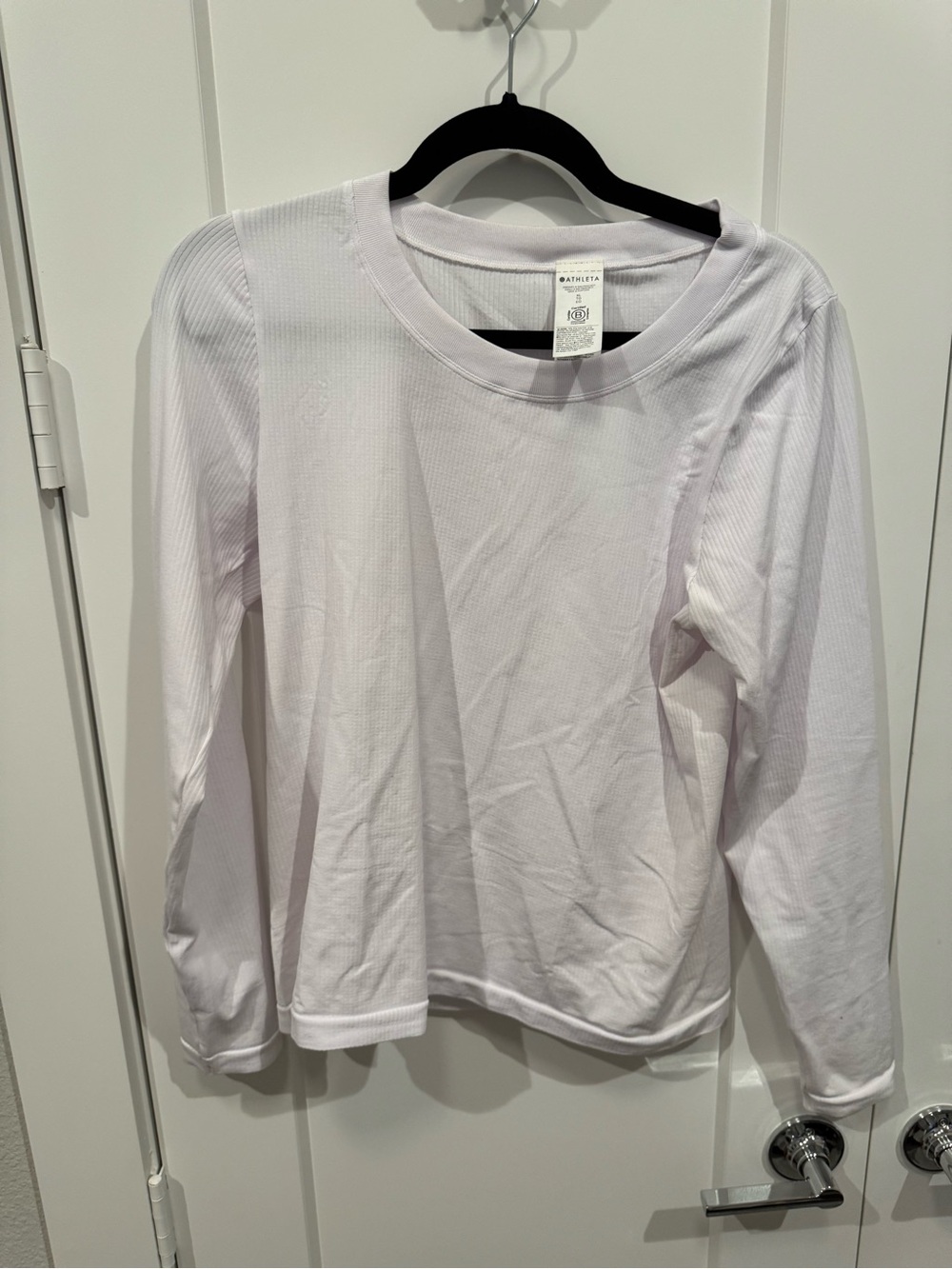 Athleta Long Sleeve Waffle Ribbed Knit Top - White